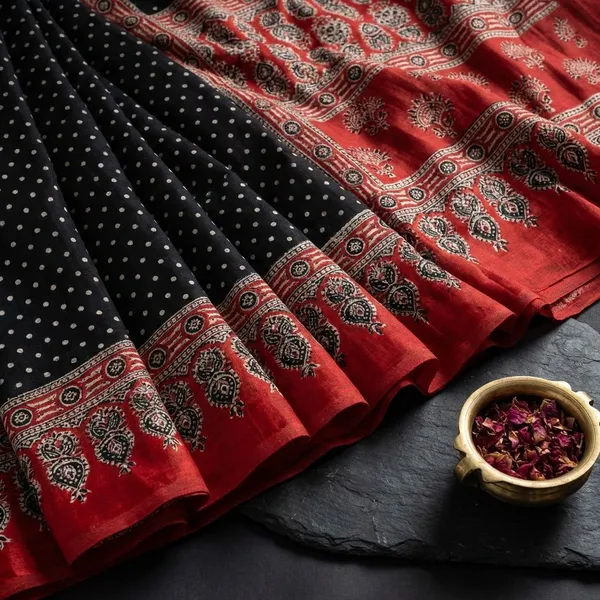 Black_Semi_Gajji_Bandhej_Printed_Sarees