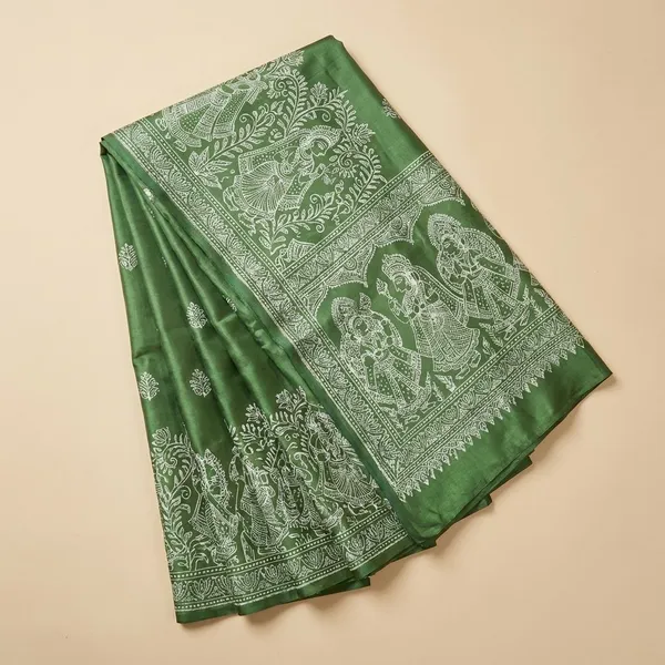 Green_And_White_Semi_Gajji_Bandhej_Printed_Sarees