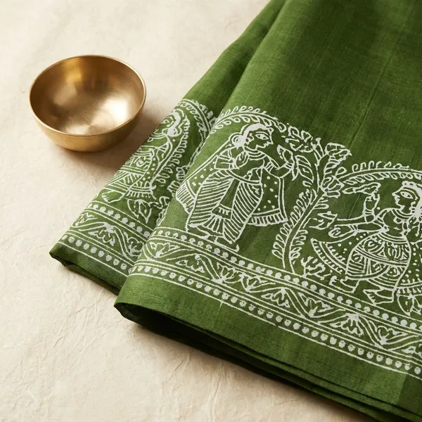 Green_And_White_Semi_Gajji_Bandhej_Printed_Sarees