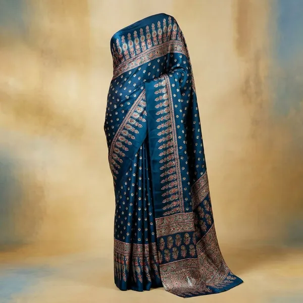 Blue_Semi_Gajji_Bandhej_Printed_Sarees