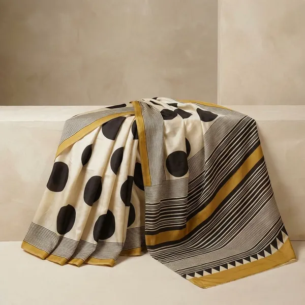 Black_And_White_Semi_Gajji_Bandhej_Printed_Sarees