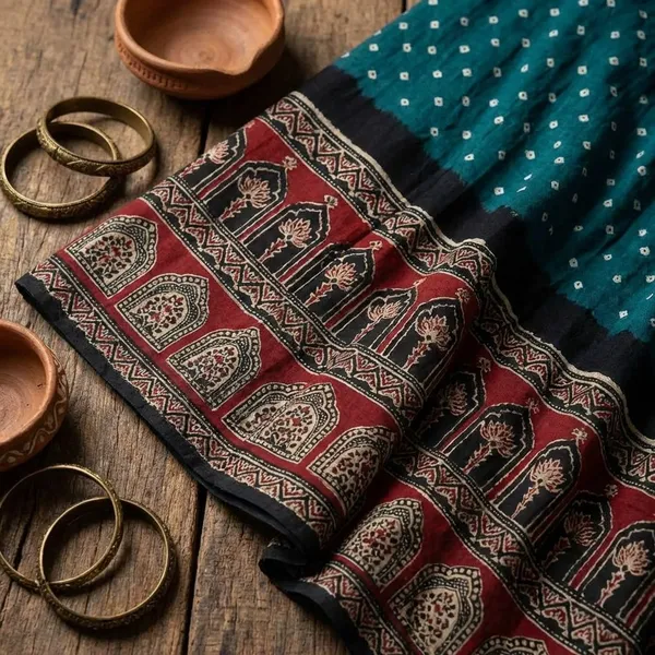 Blue_Semi_Gajji_Bandhej_Printed_Sarees