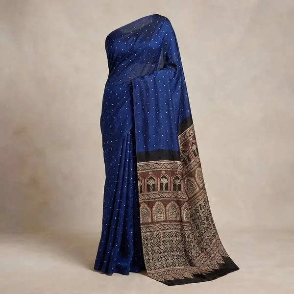 Blue_Semi_Gajji_Bandhej_Printed_Sarees