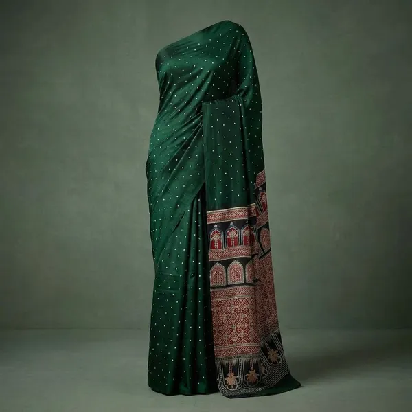 Deep_Green_Semi_Gajji_Bandhej_Printed_Sarees