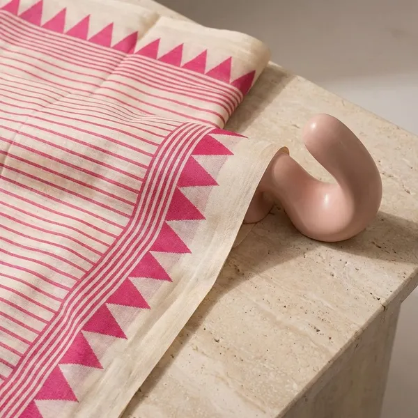 White_And_Pink_Semi_Gajji_Bandhej_Printed_Sarees