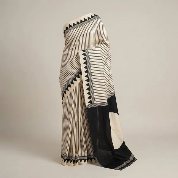 White_And_Black_Semi_Gajji_Bandhej_Printed_Sarees