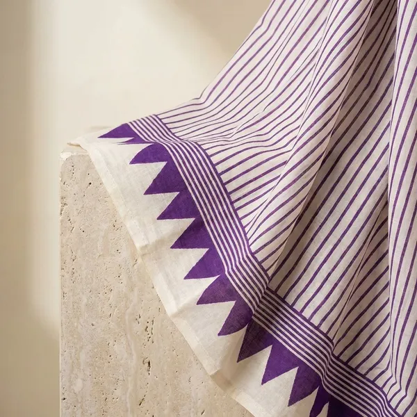 White_And_Purple_Semi_Gajji_Bandhej_Printed_Sarees
