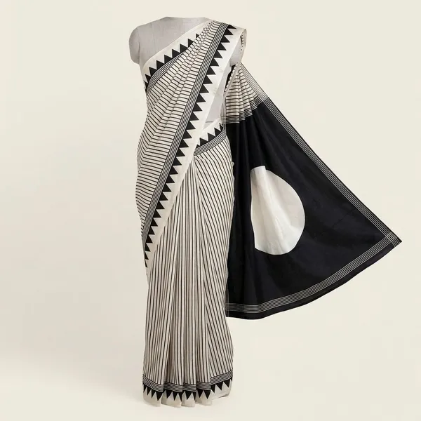 Black_And_White_Semi_Gajji_Bandhej_Printed_Sarees