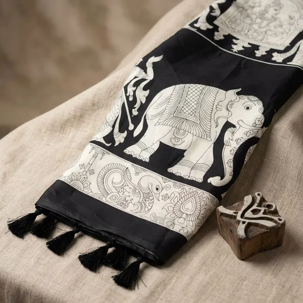 Black_And_White_Semi_Gajji_Bandhej_Printed_Sarees