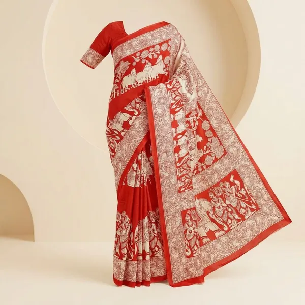 Orange_Semi_Gajji_Bandhej_Printed_Sarees