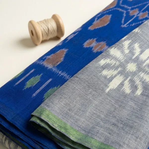 Blue_Khadi_Cotton_With_Hand_Block_Batik_Prints