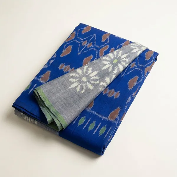 Blue_Khadi_Cotton_With_Hand_Block_Batik_Prints