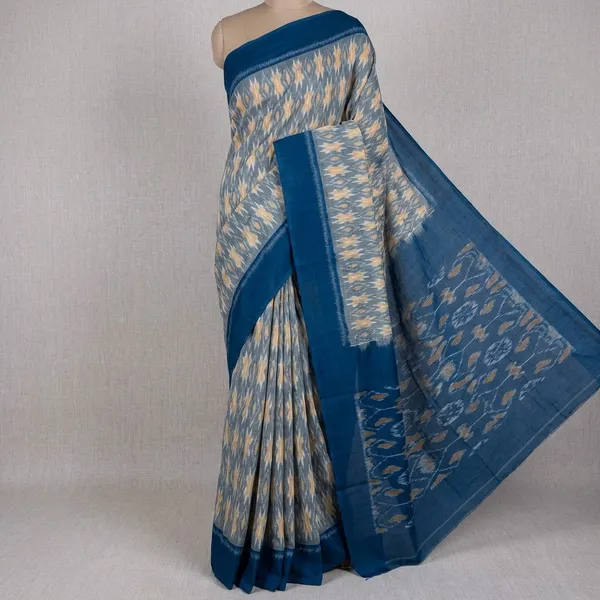 Blue_Khadi_Cotton_With_Hand_Block_Batik_Prints