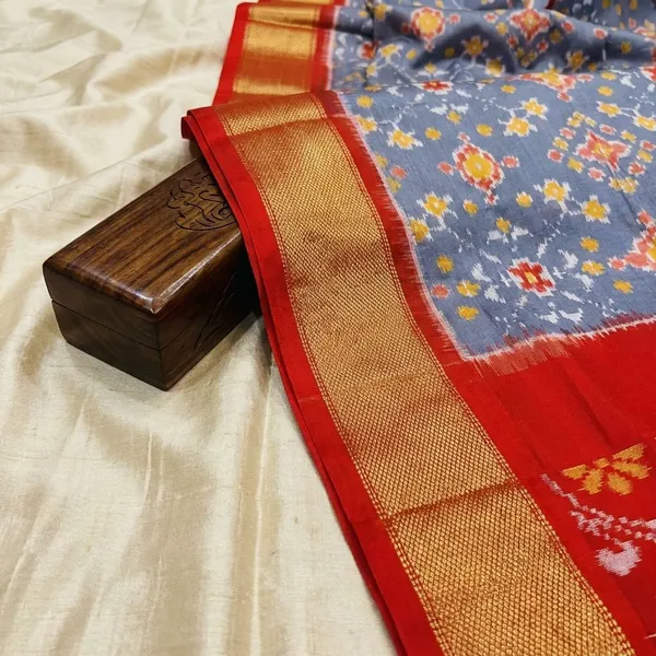 Grey_And_Orange_Designer_Printed_And_Dolla_Silk_Fabric_Sarees