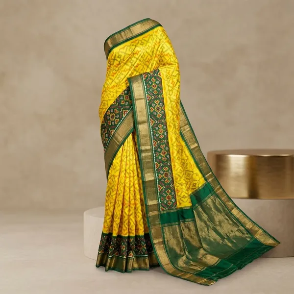 Yellow_And_Green_Designer_Printed_And_Dolla_Silk_Fabric_Sarees