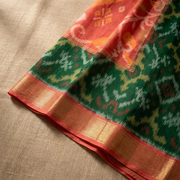 Green_And_Orange_Designer_Printed_And_Dolla_Silk_Fabric_Sarees