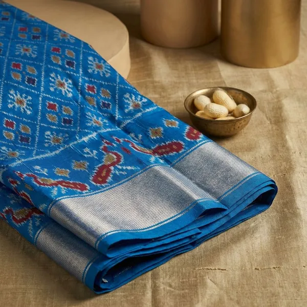 Blue_And_Yellow_Ikkat_Saree_And_Dolla_Silk_Sarees