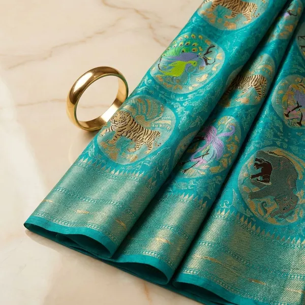 Multicolor_Blue_Designer_Printed_And_Dolla_Silk_Fabric_Sarees