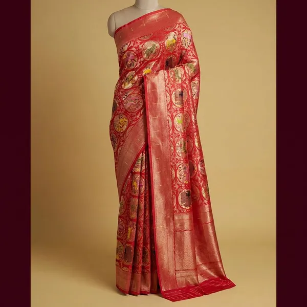 Multicolor_Designer_Printed_And_Dolla_Silk_Fabric_Sarees