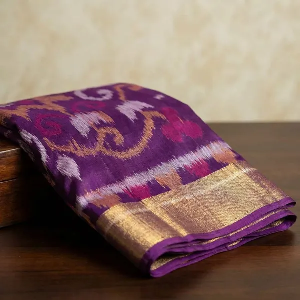 Multicolor_Twill_Ikkat_Designer_And_Dolla_Silk_Sarees