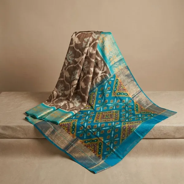 Multicolor_Twill_Ikkat_Designer_And_Dolla_Silk_Sarees