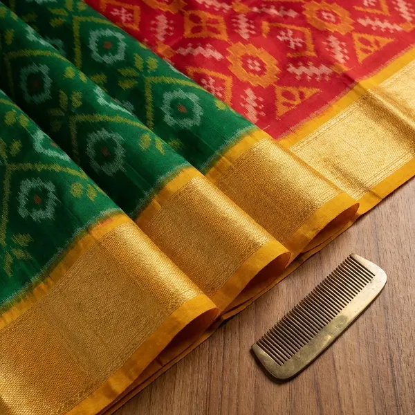 Multicolor_Twill_Ikkat_Designer_And_Dolla_Silk_Sarees