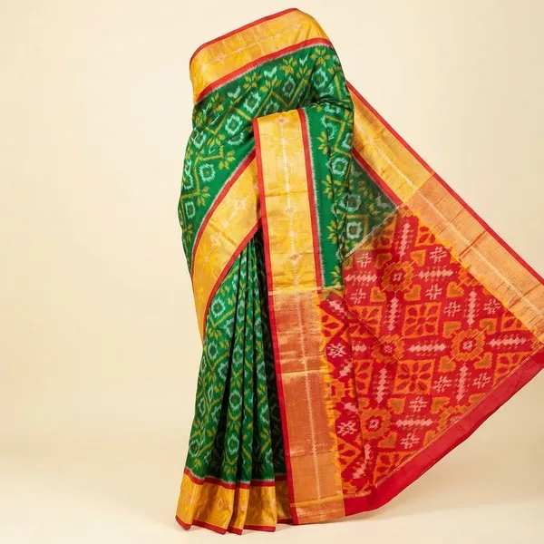 Multicolor_Twill_Ikkat_Designer_And_Dolla_Silk_Sarees