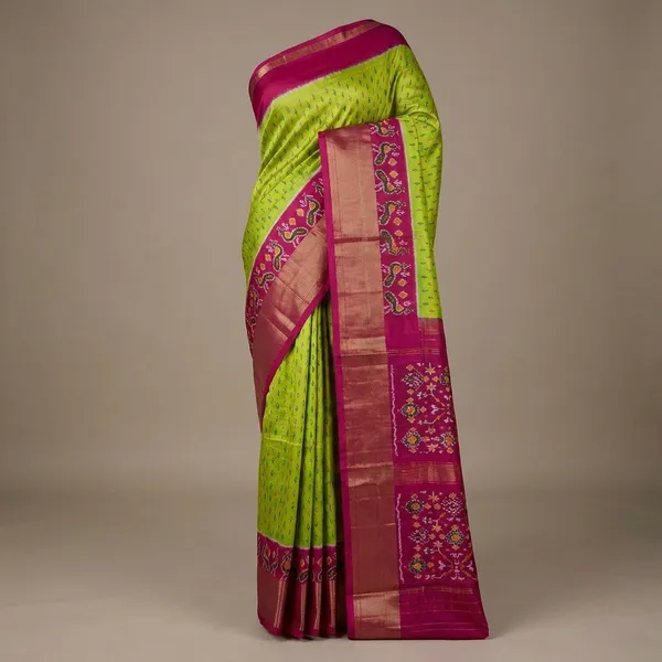 Multicolor_Twill_Ikkat_Designer_And_Dolla_Silk_Sarees