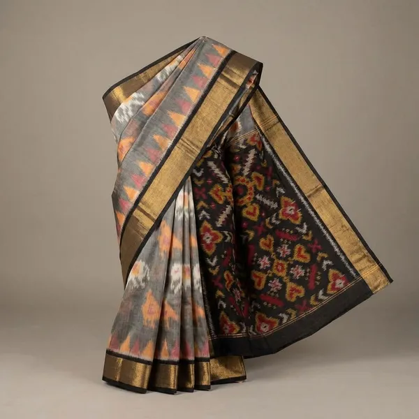 Multicolor_Twill_Ikkat_Designer_And_Dolla_Silk_Sarees