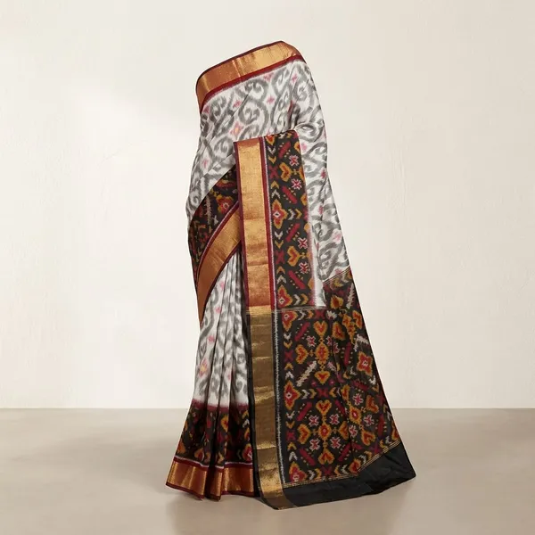 Multicolor_Twill_Ikkat_Designer_And_Dolla_Silk_Sarees