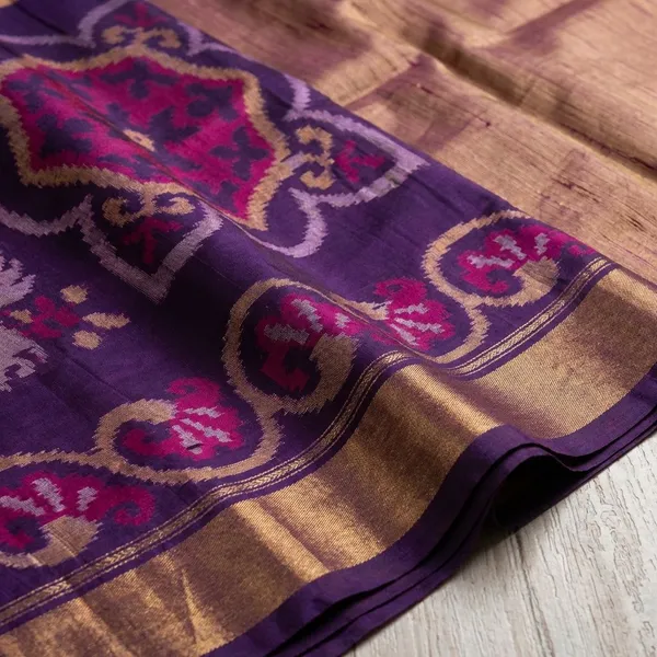Multicolor_Twill_Ikkat_Designer_And_Dolla_Silk_Sarees