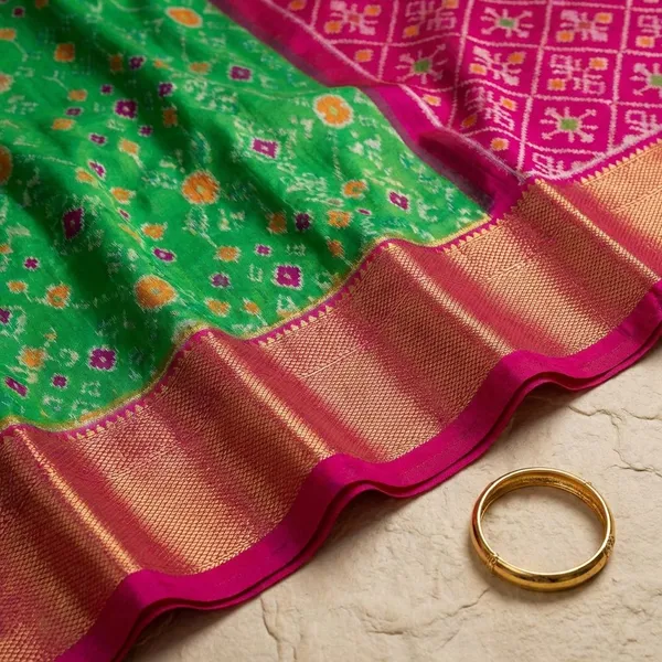 Multicolor_Green_Designer_Ikkat_Saree