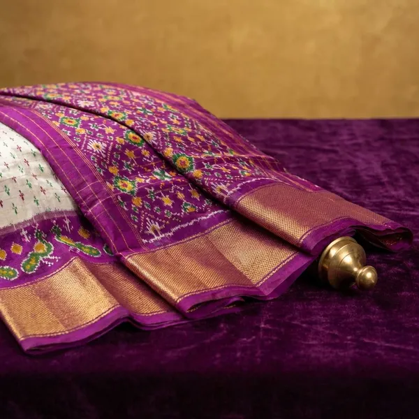 Multicolor_Purple_Designer_Ikkat_Saree