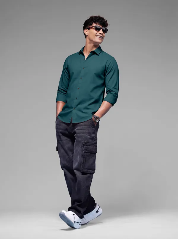 Dark_Green_Cotton_Casual_Solid_Full_Sleeve_Shirt_For_Men