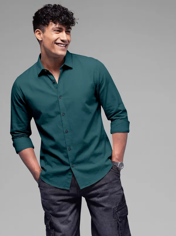 Dark_Green_Cotton_Casual_Solid_Full_Sleeve_Shirt_For_Men