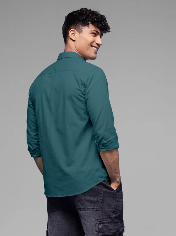 Dark_Green_Cotton_Casual_Solid_Full_Sleeve_Shirt_For_Men