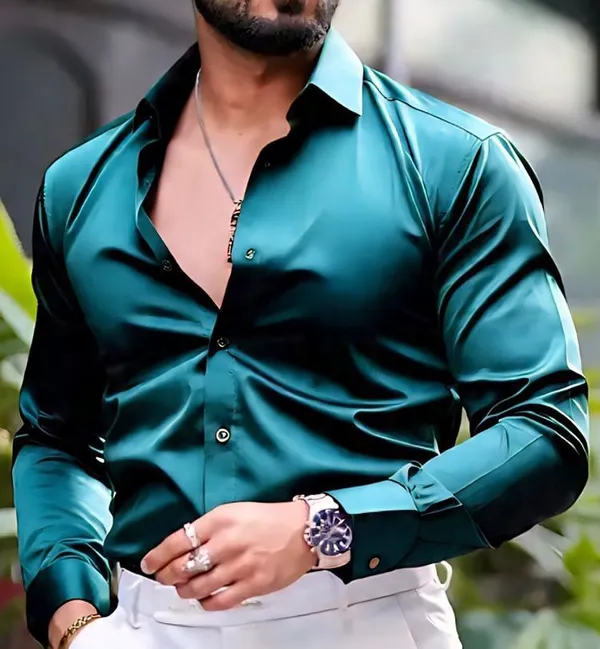 Teal_Satin_Solid_Full_Sleeve_Shirt_For_Men