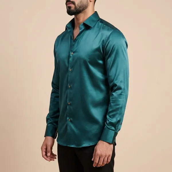 Teal_Satin_Solid_Full_Sleeve_Shirt_For_Men