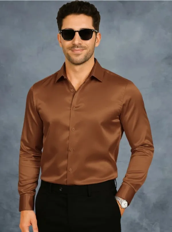 Brown_Satin_Solid_Full_Sleeve_Shirt_For_Men