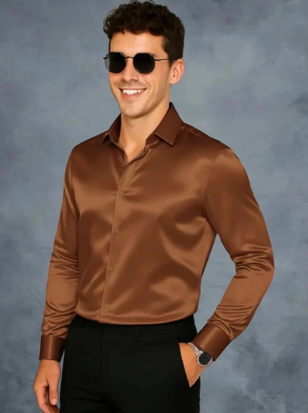 Brown_Satin_Solid_Full_Sleeve_Shirt_For_Men