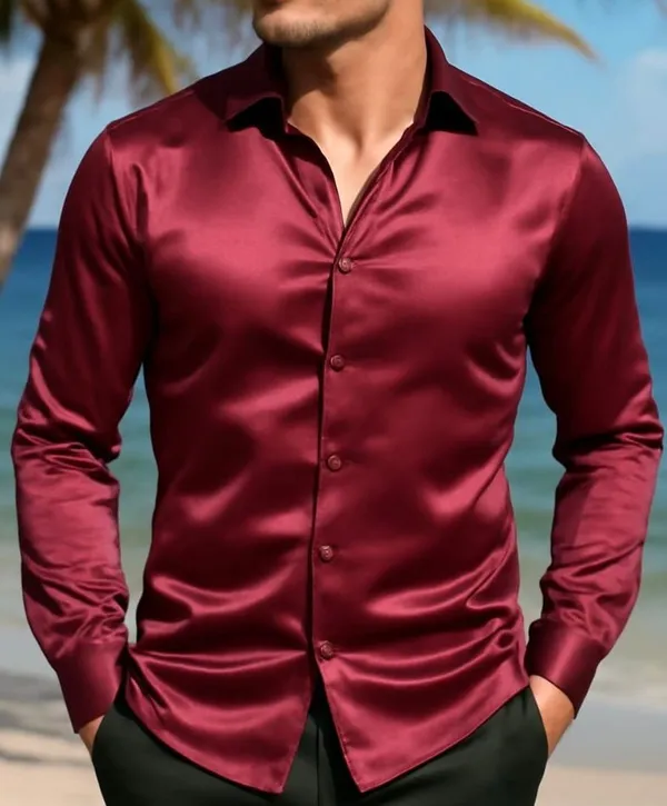Maroon_Satin_Solid_Full_Sleeve_Shirt_For_Men
