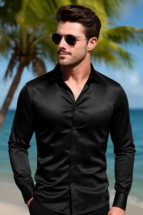 Black_Satin_Solid_Full_Sleeve_Shirt_For_Men
