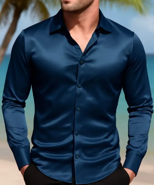 Teal_Blue_Satin_Solid_Full_Sleeve_Shirt_For_Men