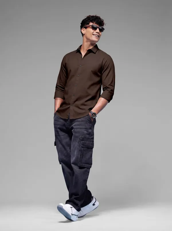 Brown_Cotton_Casual_Solid_Full_Sleeve_Shirt_For_Men