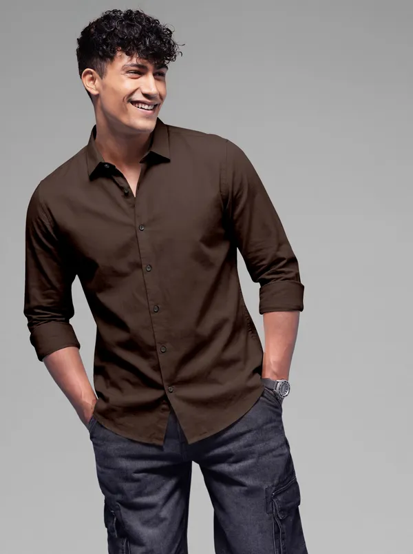 Brown_Cotton_Casual_Solid_Full_Sleeve_Shirt_For_Men