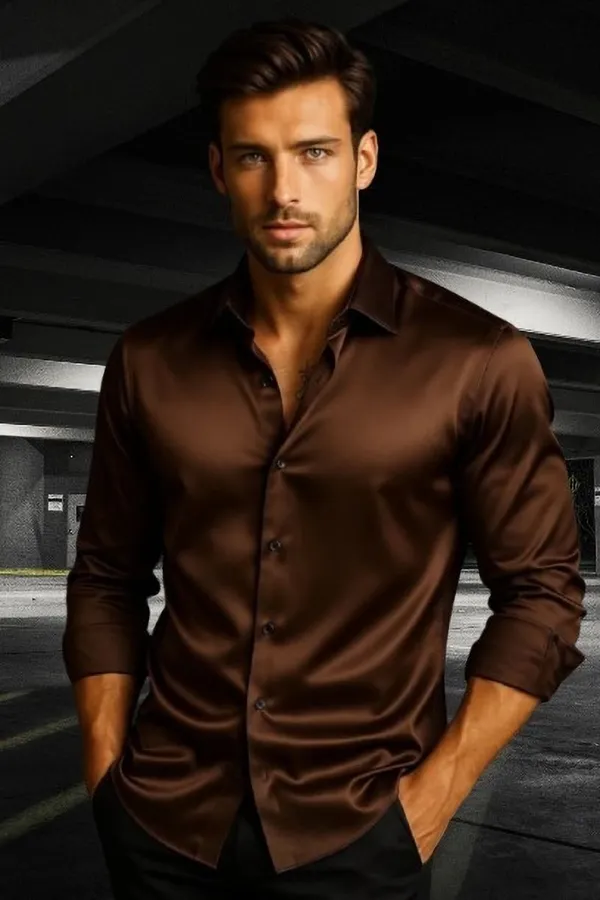 Brown_Satin_Solid_Full_Sleeve_Shirt_For_Men