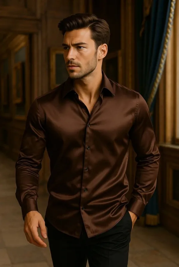 Brown_Satin_Solid_Full_Sleeve_Shirt_For_Men