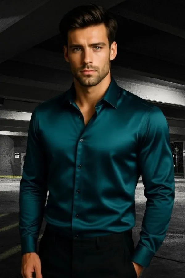 Teal_Satin_Solid_Full_Sleeve_Shirt_For_Men