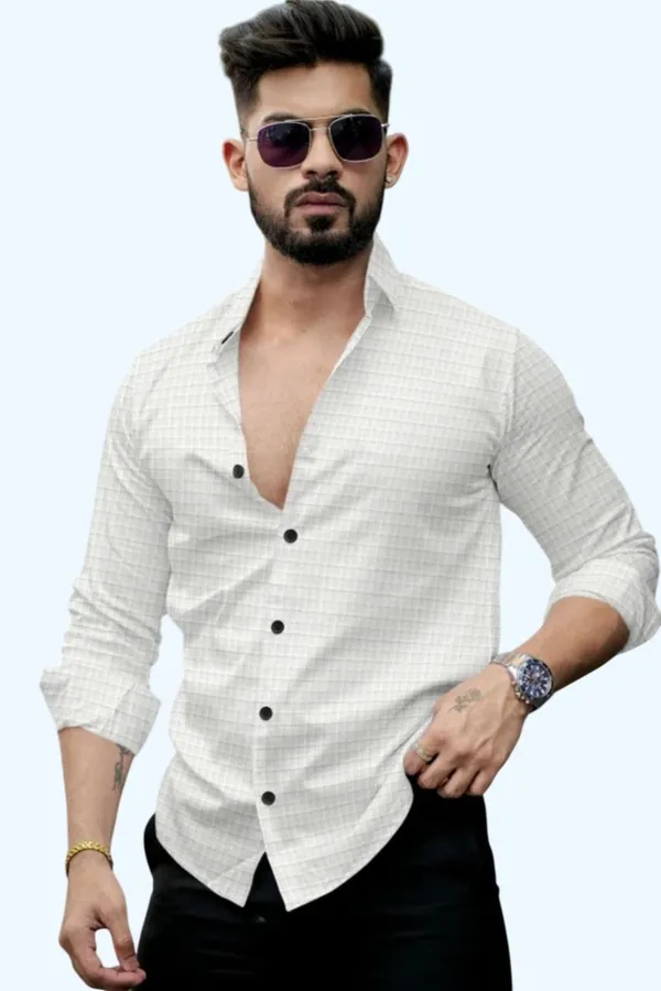 White_Cotton_Blend_Checkered_Full_Sleeve_Shirt_For_Men