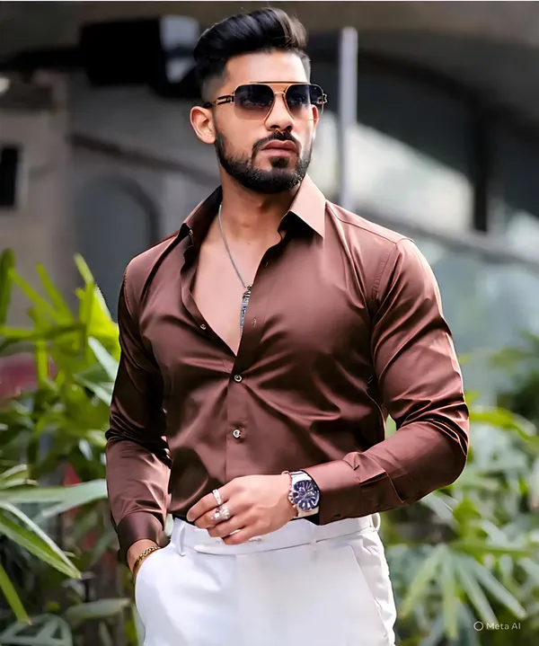 Brown_Satin_Solid_Full_Sleeve_Shirt_For_Men